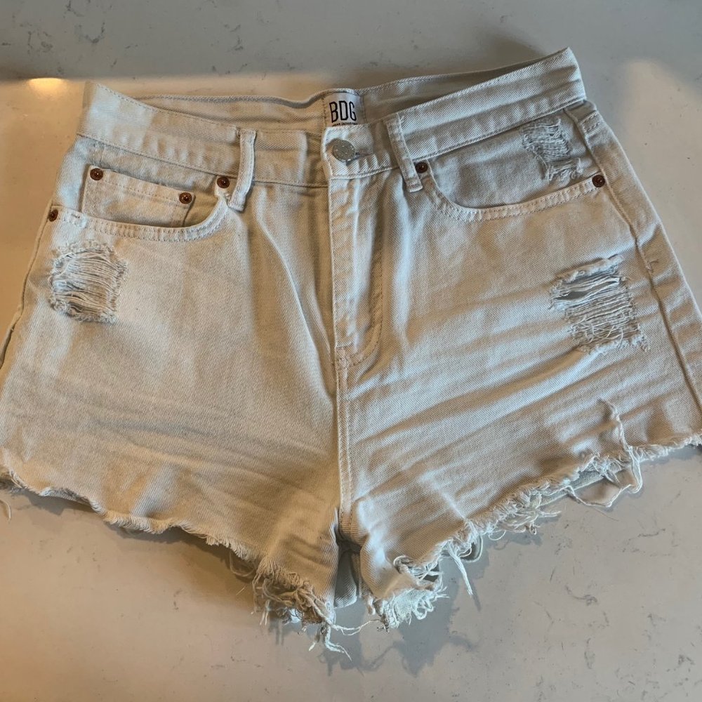 White BDG Girlfriend High-Rise Shorts